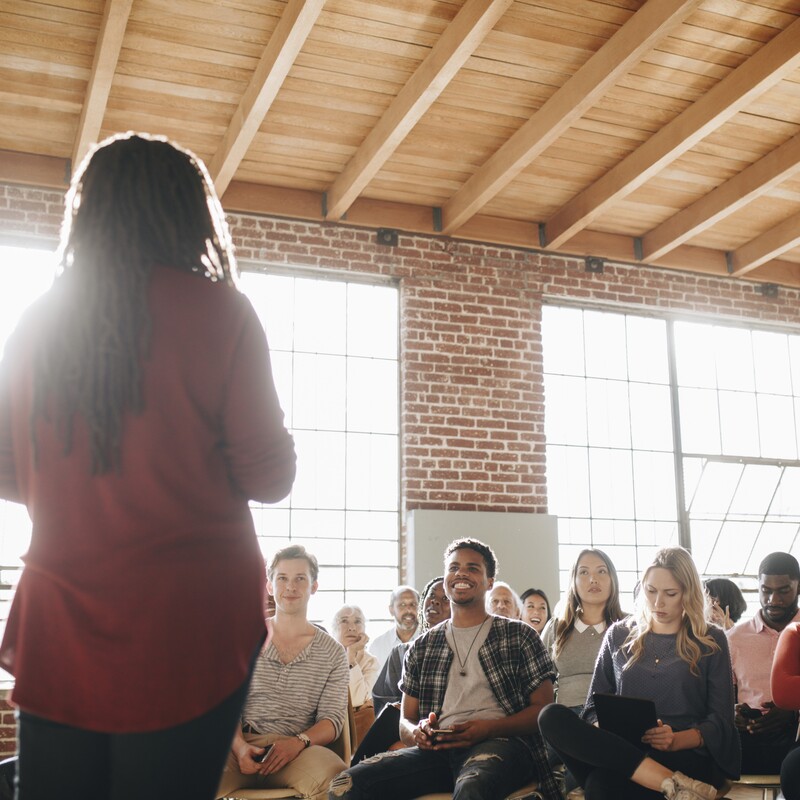 Woman giving a lecture